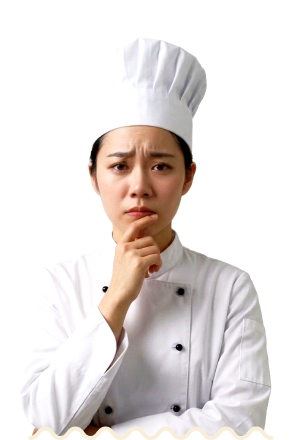 悩むレストランスタッフの女性